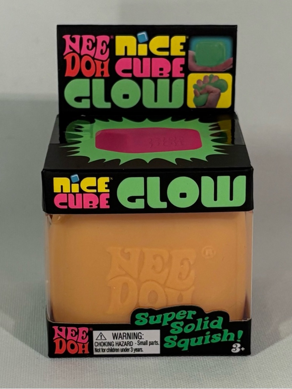 🧡[BRAND NEW] NEE DOH NICE CUBE GLOW IN THE DARK SUPER SOLID SQUISH VIRAL TOY 🧡